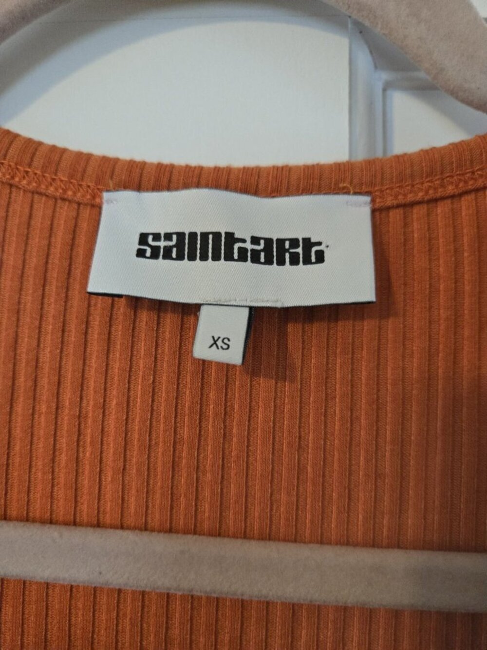 SAINT ART Ribbed Short Sleeve Midi Dress Size X-Small Orange T-Shirt Dress - Picture 6 of 7